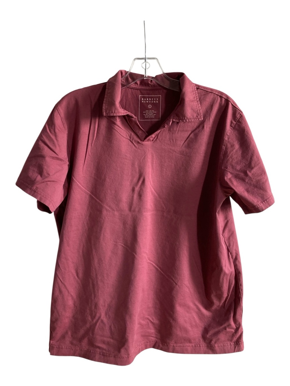 Barneys New York Large Mens Terracotta Johnny collar Riviera Short Sleeve Polo